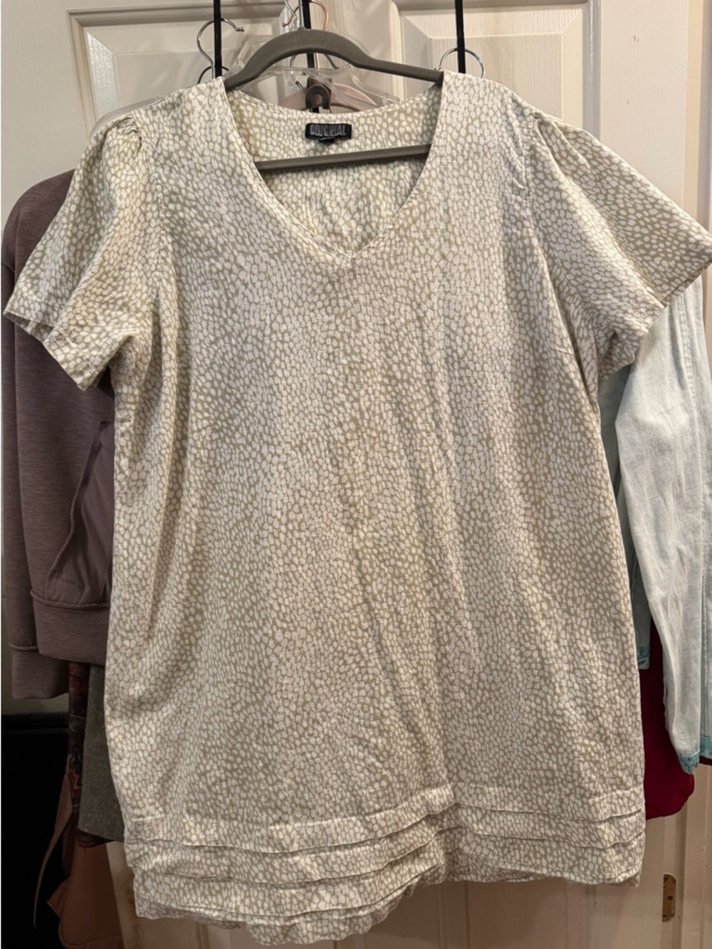 Linen short sleeve knee length dress